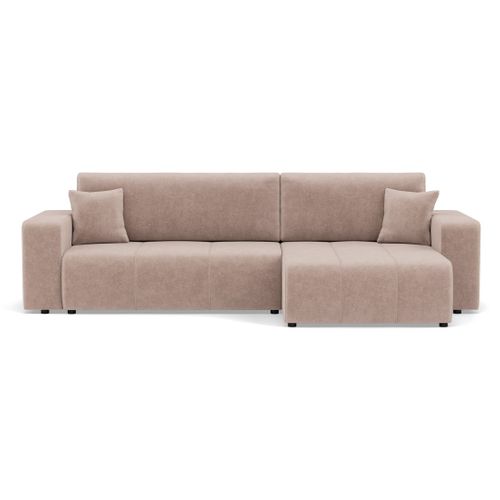 Nicole - Canapé D'angle Réversible 5 Places Convertible Avec Coffre En Tissu Taupe