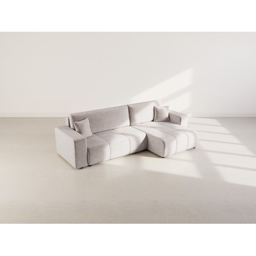 Nicole - Canapé D'angle Réversible 5 Places Convertible Avec Coffre En Tissu