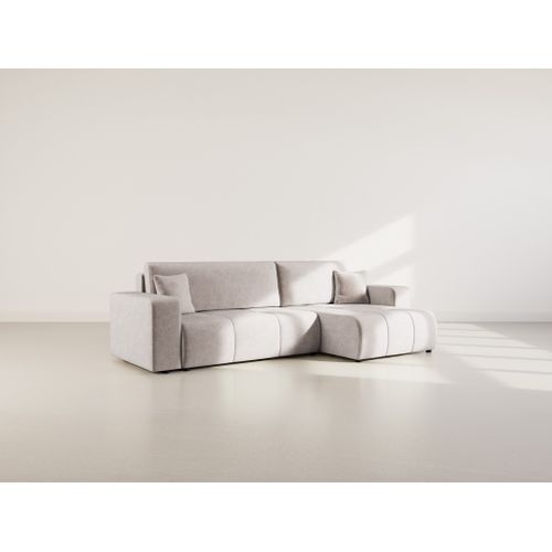 Nicole - Canapé D'angle Réversible 5 Places Convertible Avec Coffre En Tissu