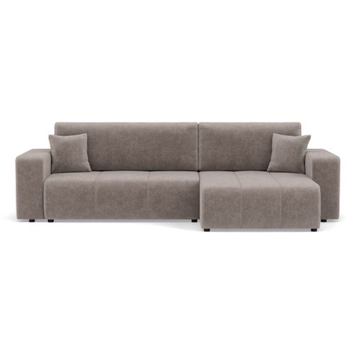 Nicole - Canapé D'angle Réversible 5 Places Convertible Avec Coffre En Tissu