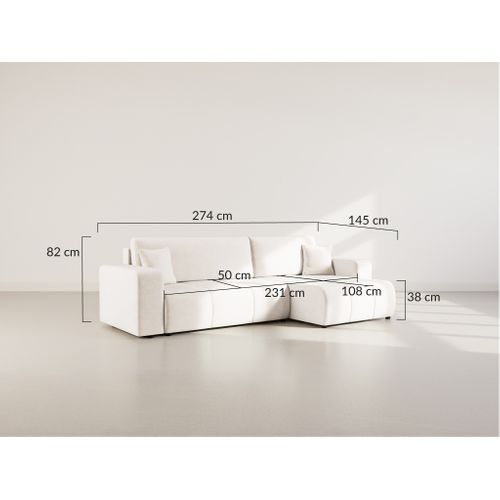 Nicole - Canapé D'angle Réversible 5 Places Convertible Avec Coffre En Tissu