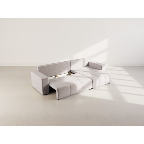 Nicole - Canapé D'angle Réversible 5 Places Convertible Avec Coffre En Tissu