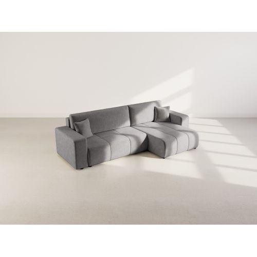 Nicole - Canapé D'angle Réversible 5 Places Convertible Avec Coffre En Tissu