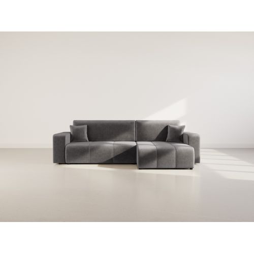 Nicole - Canapé D'angle Réversible 5 Places Convertible Avec Coffre En Tissu
