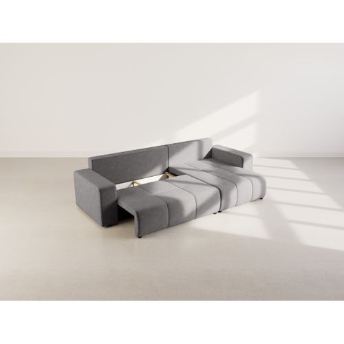 Nicole - Canapé D'angle Réversible 5 Places Convertible Avec Coffre En Tissu