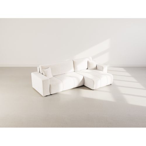 Nicole - Canapé D'angle Réversible 5 Places Convertible Avec Coffre En Tissu