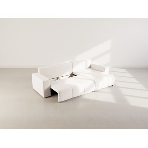 Nicole - Canapé D'angle Réversible 5 Places Convertible Avec Coffre En Tissu