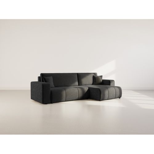 Nicole - Canapé D'angle Réversible 5 Places Convertible Avec Coffre En Tissu