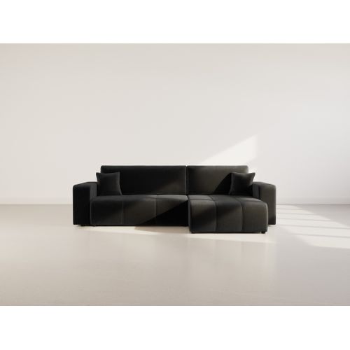 Nicole - Canapé D'angle Réversible 5 Places Convertible Avec Coffre En Tissu