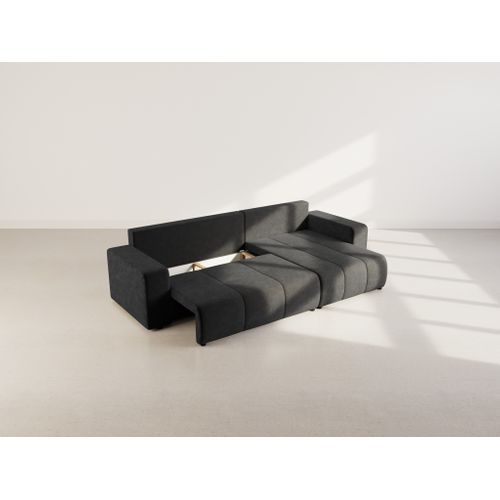 Nicole - Canapé D'angle Réversible 5 Places Convertible Avec Coffre En Tissu