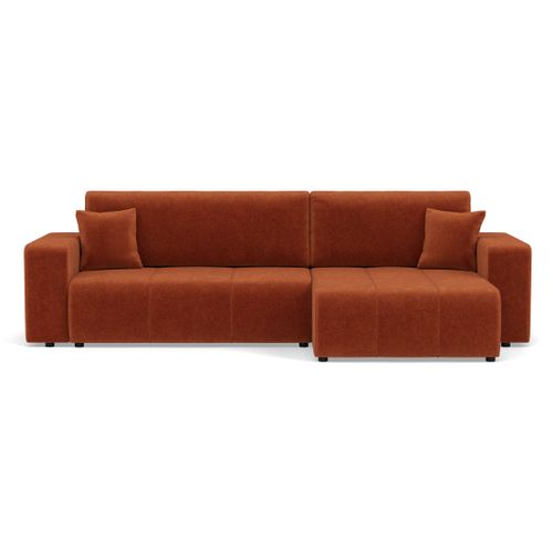 Nicole - Canapé D'angle Réversible 5 Places Convertible Avec Coffre En Tissu Rouille