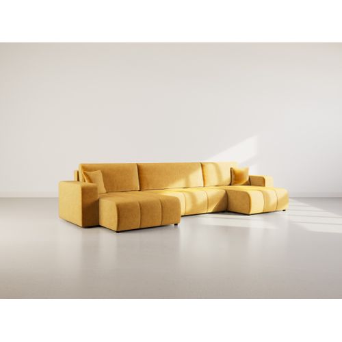 Canapé Panoramique Convertible 7 Places Nicole En Tissu Bubble Jaune