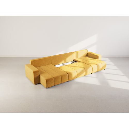 Canapé Panoramique Convertible 7 Places Nicole En Tissu Bubble Jaune