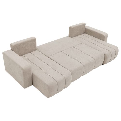Canapé Panoramique Convertible 7 Places Nicole En Tissu Bubble Taupe
