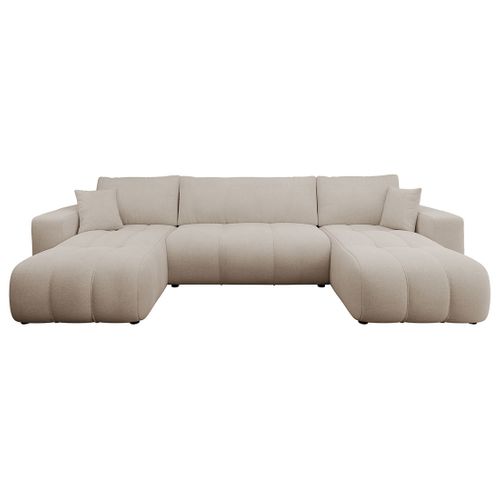 Canapé Panoramique Convertible 7 Places Nicole En Tissu Bubble Taupe