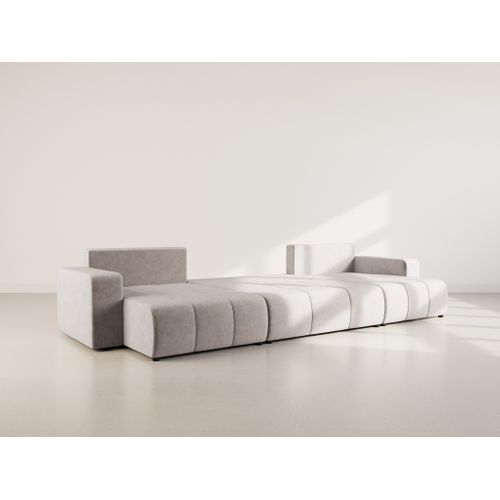 Canapé Panoramique Convertible 7 Places Nicole En Tissu Bubble Gris Clair