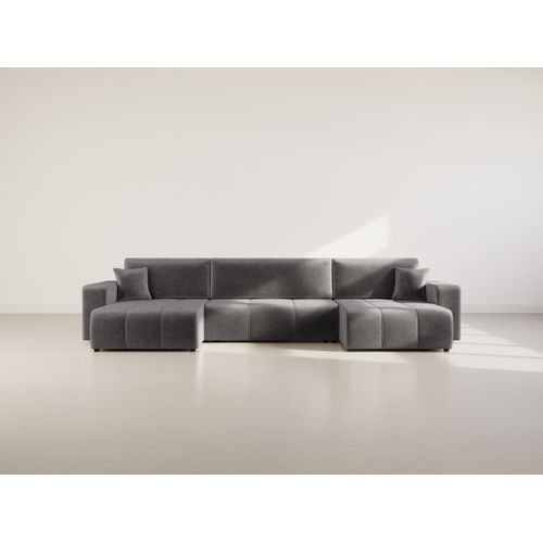 Canapé Panoramique Convertible 7 Places Nicole En Tissu Bubble Gris