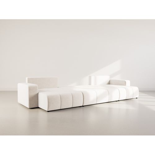 Canapé Panoramique Convertible 7 Places Nicole En Tissu Bubble Beige