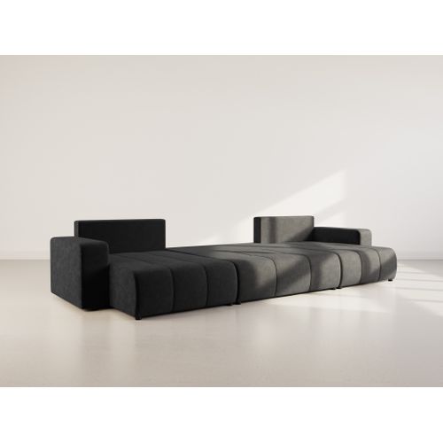 Canapé Panoramique Convertible 7 Places Nicole En Tissu Bubble Gris Anthracite