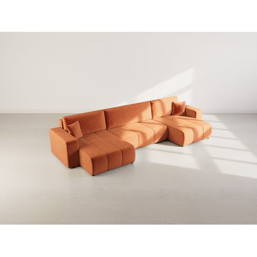 Canapé Panoramique Convertible 7 Places Nicole En Tissu Bubble Rouille