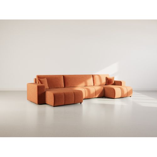 Canapé Panoramique Convertible 7 Places Nicole En Tissu Bubble Rouille