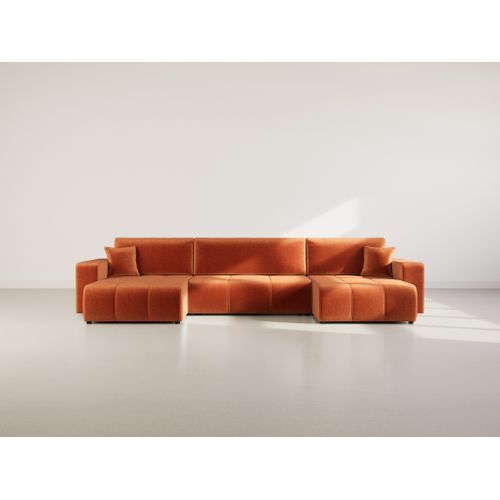 Canapé Panoramique Convertible 7 Places Nicole En Tissu Bubble Rouille