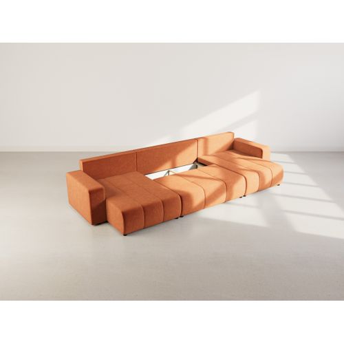 Canapé Panoramique Convertible 7 Places Nicole En Tissu Bubble Rouille