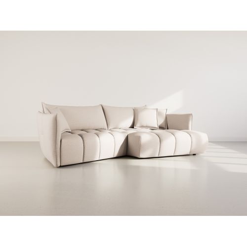 Cassiopee - Canapé D'angle Droit 4 Places En Tissu Texturé Beige