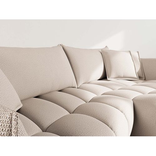Cassiopee - Canapé D'angle Droit 4 Places En Tissu Texturé Beige