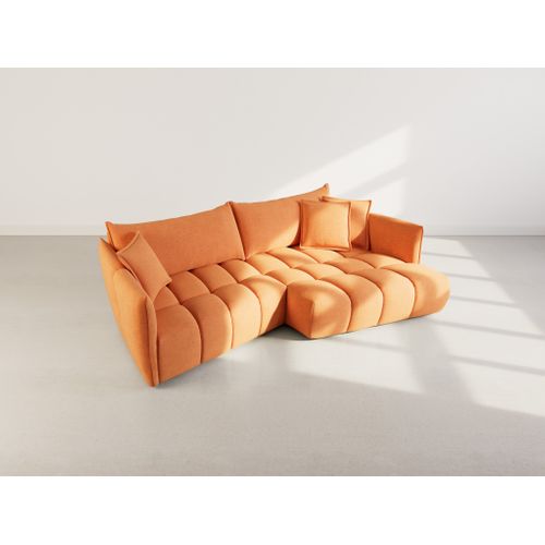 Cassiopee - Canapé D'angle Droit 4 Places En Tissu Texturé Terracotta