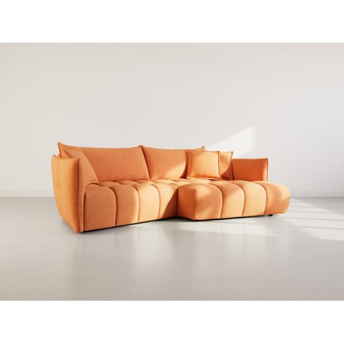 Cassiopee - Canapé D'angle Droit 4 Places En Tissu Texturé Terracotta