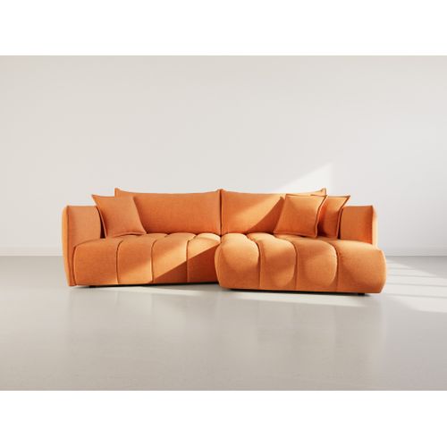 Cassiopee - Canapé D'angle Droit 4 Places En Tissu Texturé Terracotta