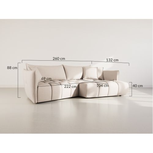 Cassiopee - Canapé D'angle Droit 4 Places En Tissu Texturé Terracotta