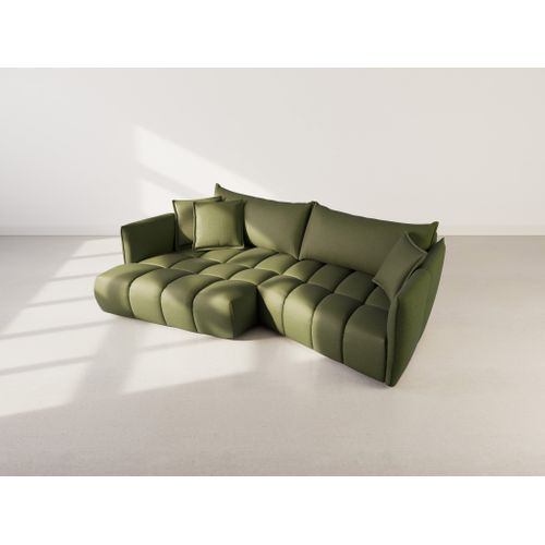 Cassiopee - Canapé D'angle Gauche 4 Places En Tissu Texturé Vert