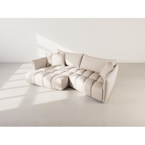 Cassiopee - Canapé D'angle Gauche 4 Places En Tissu Texturé Beige