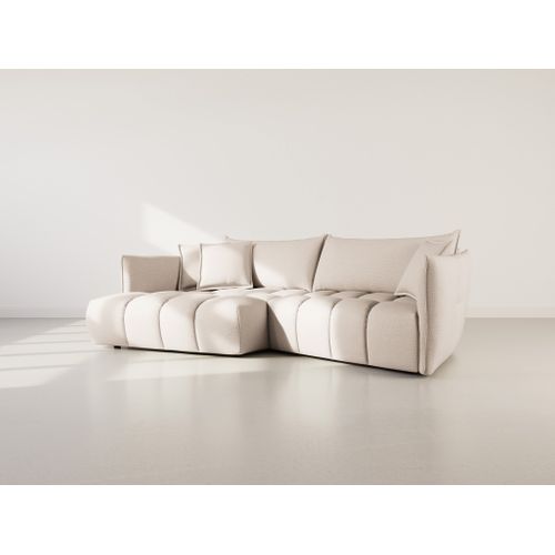 Cassiopee - Canapé D'angle Gauche 4 Places En Tissu Texturé Beige