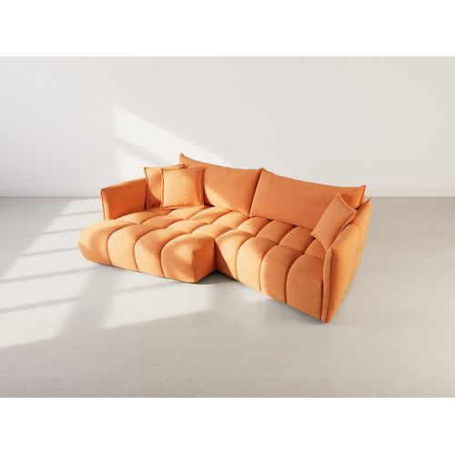 Cassiopee - Canapé D'angle Gauche 4 Places En Tissu Texturé Terracotta