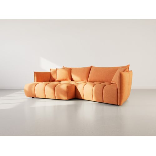 Cassiopee - Canapé D'angle Gauche 4 Places En Tissu Texturé Terracotta