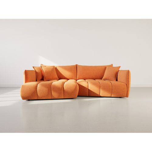 Cassiopee - Canapé D'angle Gauche 4 Places En Tissu Texturé Terracotta