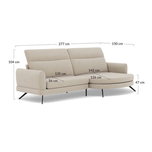 Terry - Canapé D'angle Droit 4 Places Avec Têtières Réglables En Tissu Texturé Terracotta