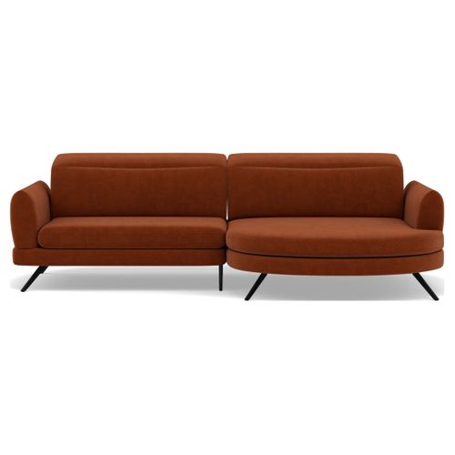 Terry - Canapé D'angle Droit 4 Places Avec Têtières Réglables En Tissu Texturé Terracotta