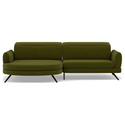 Terry - Canapé D'angle Gauche 4 Places Avec Têtières Réglables En Tissu Texturé Vert Olive