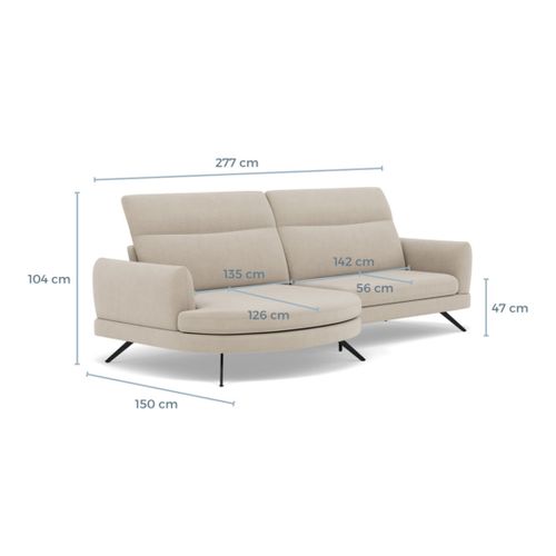 Terry - Canapé D'angle Gauche 4 Places Avec Têtières Réglables En Tissu Texturé Vert Olive
