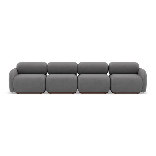 Penelope - Canapé Droit Modulable 4 Places En Velours Texturé Gris