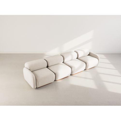 Penelope - Canapé Droit Modulable 4 Places En Velours Texturé Beige