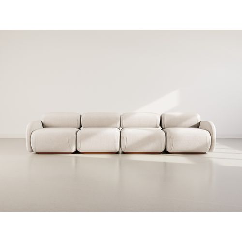 Penelope - Canapé Droit Modulable 4 Places En Velours Texturé Beige