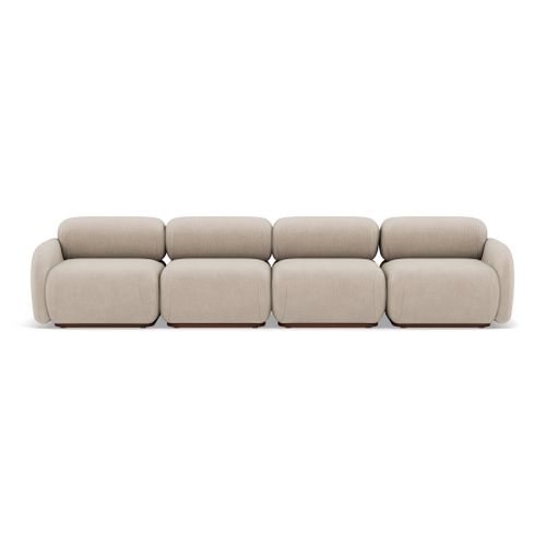 Penelope - Canapé Droit Modulable 4 Places En Velours Texturé Beige