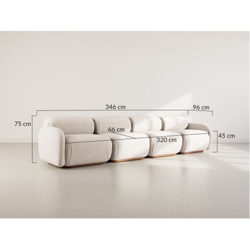 Penelope - Canapé Droit Modulable 4 Places En Velours Texturé Beige