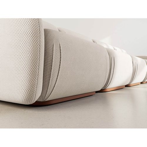 Penelope - Canapé Droit Modulable 4 Places En Velours Texturé Beige