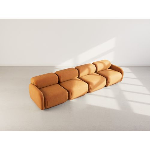 Penelope - Canapé Droit Modulable 4 Places En Velours Texturé Terracotta